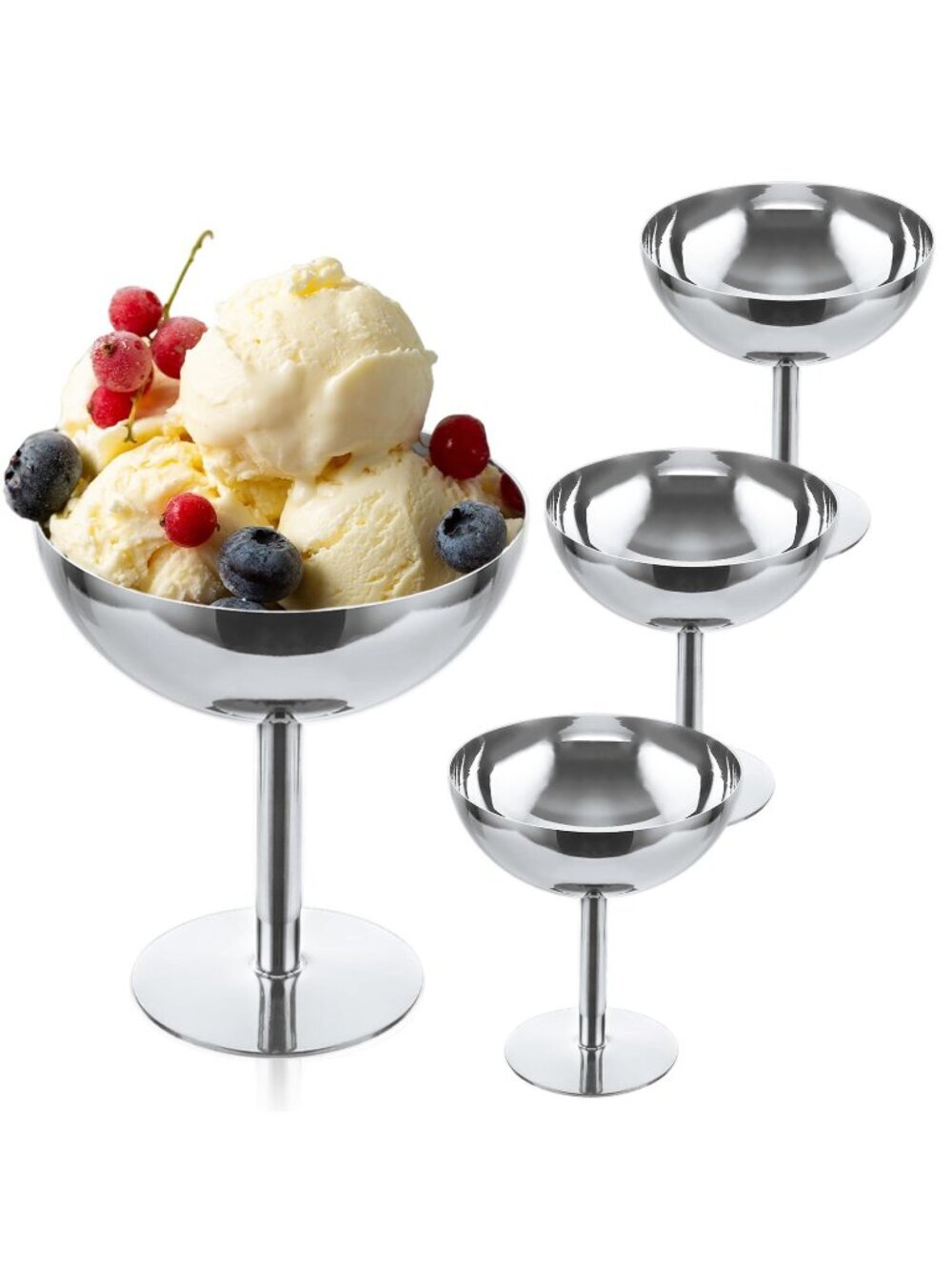 Oungy 4PCS Ice Cream Cup Stainless Steel Dessert Yogurt Candy Cup Reusable Mini